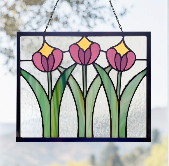Prairie Stained Glass Flowers Stained Glass Pattern - Crafting Patterns & Molds, from GlassyRock Arts