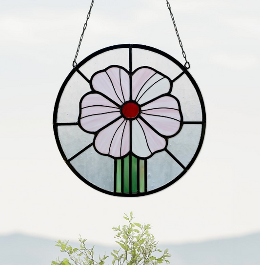 Prairie Peony Round Stained Glass Pattern
