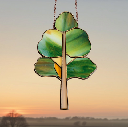 Art Deco Trees Stained Glass Pattern - Green