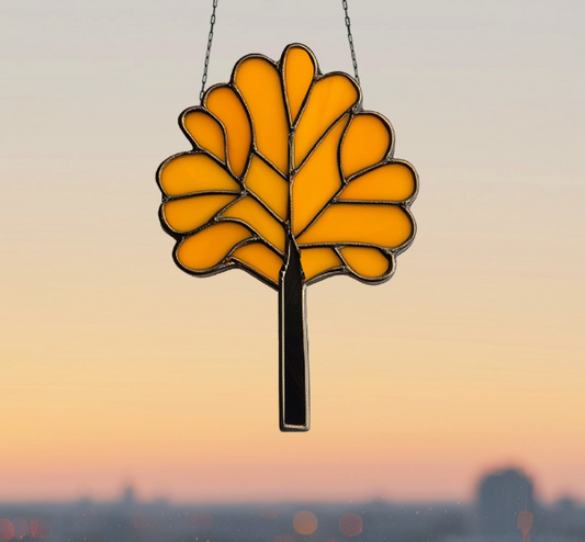 Art Deco Trees Stained Glass Pattern - Orange