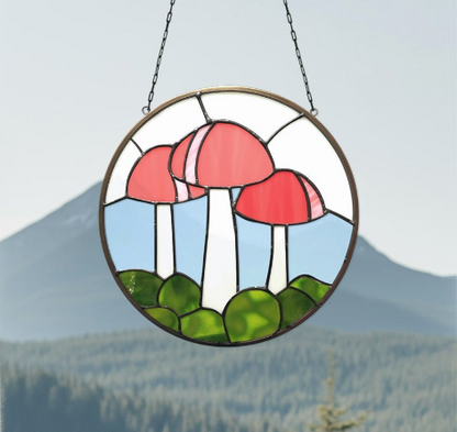 Mushroom Stained Glass Pattern - Crafting Patterns & Molds, from GlassyRock Arts