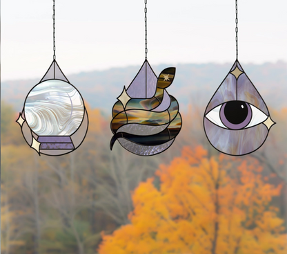 Mystical Drops Stained Glass Pattern Pack of 3 - Crafting Patterns & Molds, from GlassyRock Arts