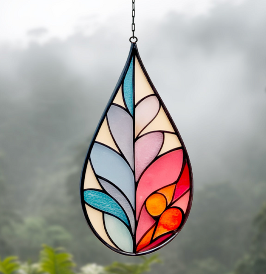 Cactus Stained Glass Teardrop Pattern