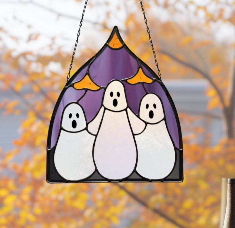 Three Ghosts Halloween Stained Glass Pattern
