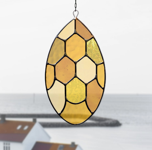 Abstract Honeycomb Teardrop Stained Glass Pattern - Crafting Patterns & Molds, from GlassyRock Arts