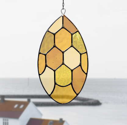 Abstract Honeycomb Teardrop Stained Glass Pattern - Crafting Patterns & Molds, from GlassyRock Arts