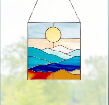 Smoky Mountains Stained Glass Landscape Pattern