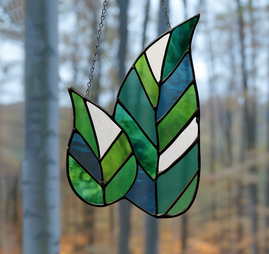 Two Mod Leaves Stained Glass Pattern