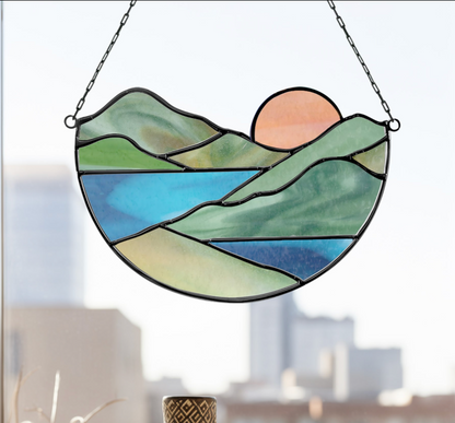Mountain Stained Glass Landscape Pattern
