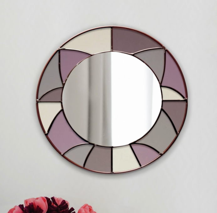 Round Geometric Mirror Stained Glass Pattern - Crafting Patterns & Molds from GlassyRock Arts