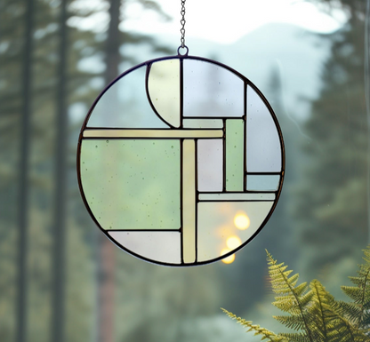 Round Abstract Art Deco Stained Glass Pattern - Crafting Patterns & Molds, from GlassyRock Arts