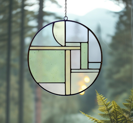Round Abstract Art Deco Stained Glass Pattern
