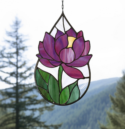 Peony Stained Glass Raindrop Pattern