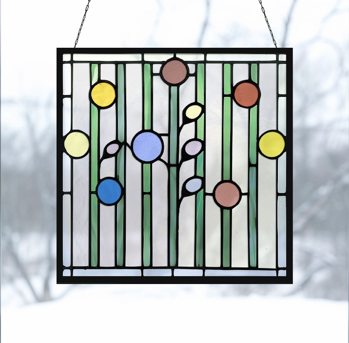 Abstract Garden Stained Glass Flowers Pattern