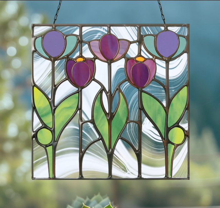 Prairie Tulips Stained Glass Flowers Pattern