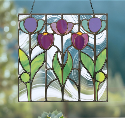 Prairie Tulips Stained Glass Flowers Pattern