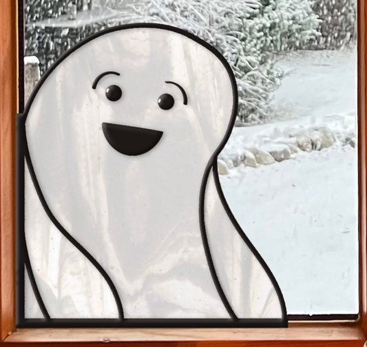 Delighted Ghost Halloween Stained Glass Pattern