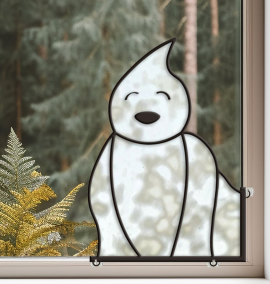 Laughing Ghost Halloween Stained Glass Pattern