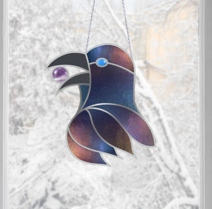 Gemstone Crow Stained Glass Pattern