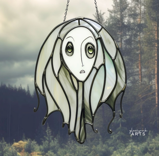 Ghostly Witch Halloween Stained Glass Pattern