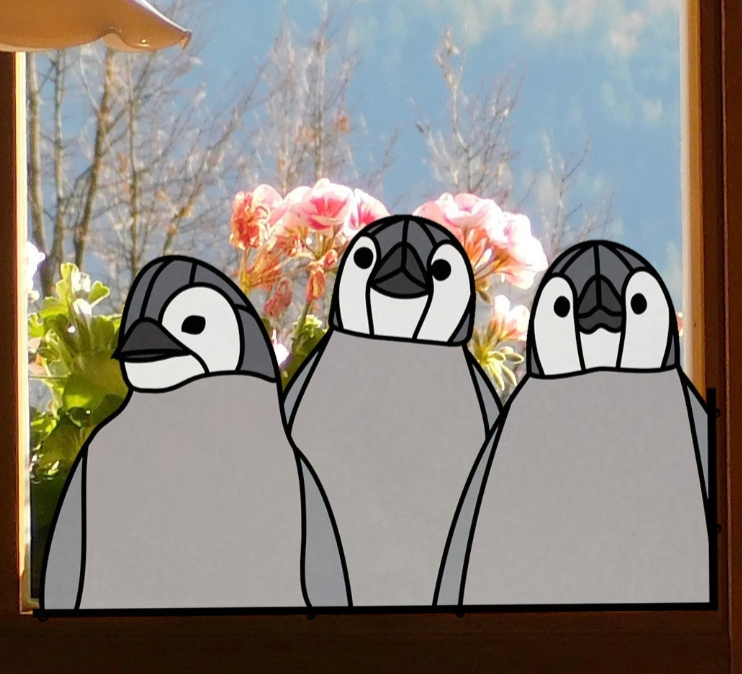 Baby Penguins Stained Glass Pattern