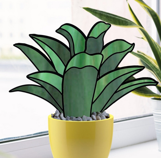 3D Plant Leaves Stained Glass Pattern