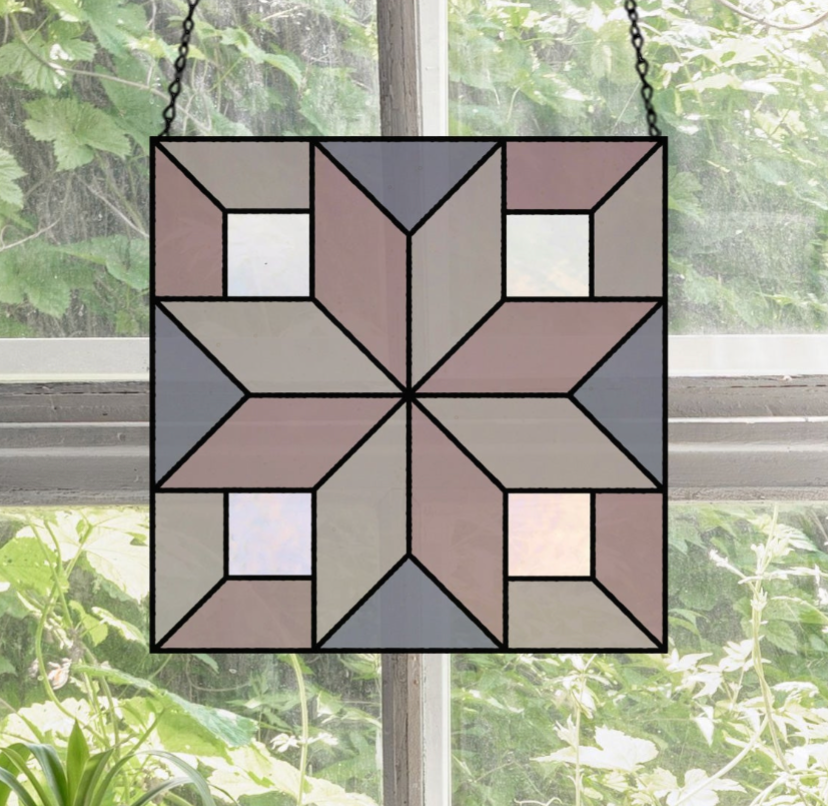Geometric Stained Glass Cross Pattern