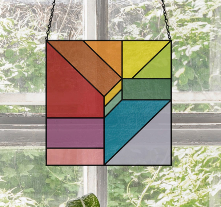 Beginner Geometric Stained Glass Pattern - Crafting Patterns & Molds, from GlassyRock Arts