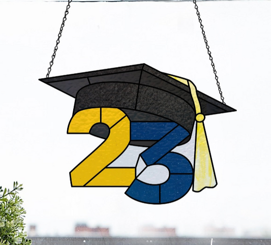 2023 Graduate Cap Stained Glass Pattern