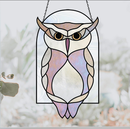 Horned Owl Stained Glass Arch Pattern