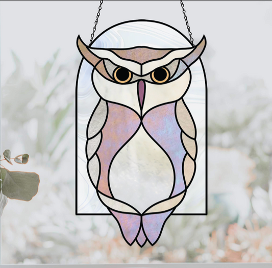 Horned Owl Stained Glass Arch Pattern