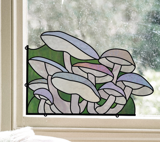 Mushroom Corner Stained Glass Pattern