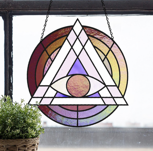 Geometric Eye Triangle Stained Glass Pattern