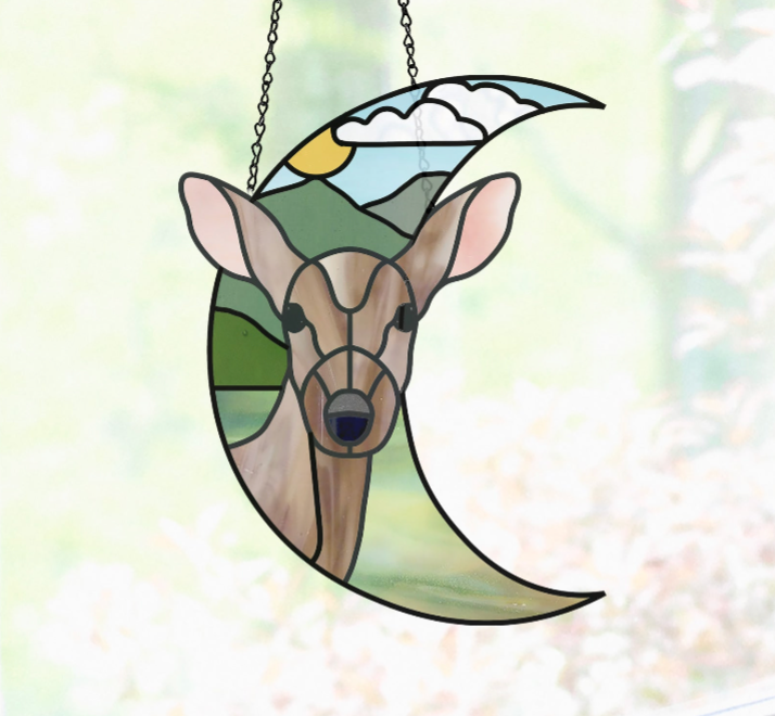 Deer Crescent Moon Stained Glass Pattern