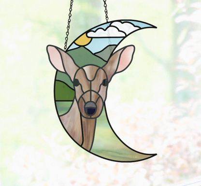 Deer Crescent Moon Stained Glass Pattern