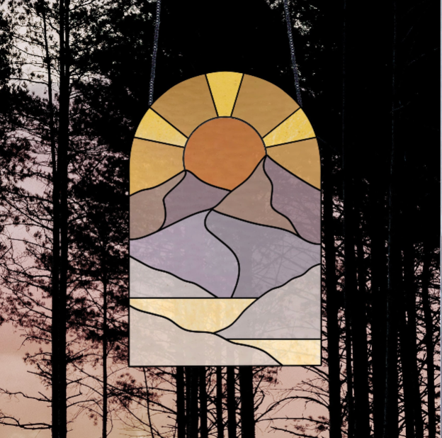Boho Landscape Stained Glass Pattern
