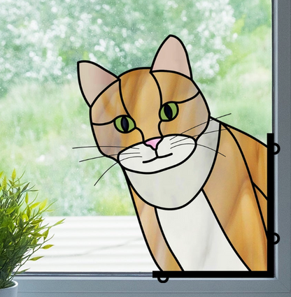 Cat Buddy Stained Glass Pattern - Crafting Patterns & Molds, from GlassyRock Arts