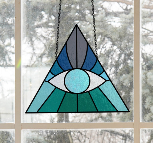 Boho Eye Triangle Stained Glass Pattern - Crafting Patterns & Molds from GlassyRock Arts