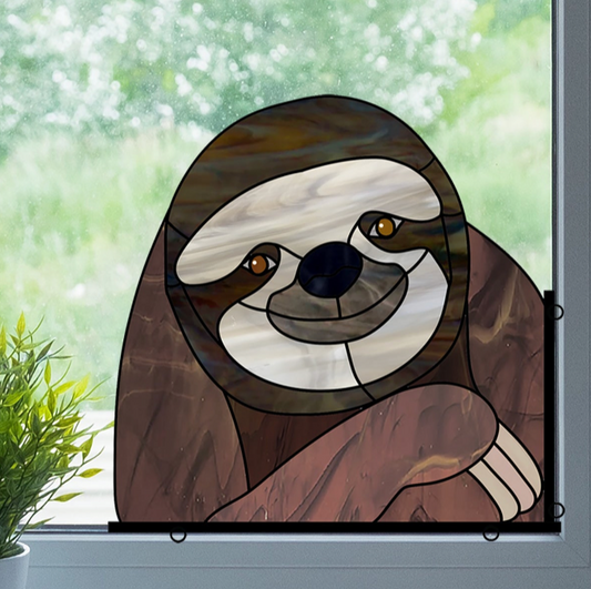 Happy Sloth Buddy Stained Glass Pattern