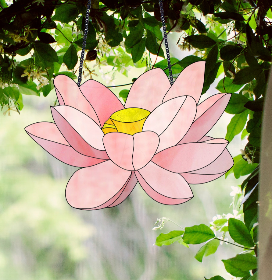 Big Flora Stained Glass Lotus Pattern