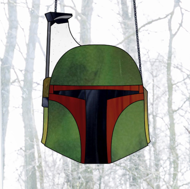 Boba Fett Helmet Star Wars Stained Glass Pattern - Crafting Patterns & Molds from GlassyRock Arts