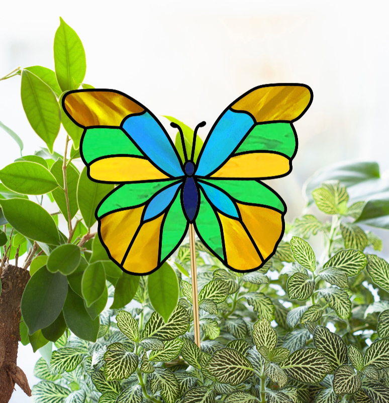 Butterfly Garden Stake Stained Glass Pattern