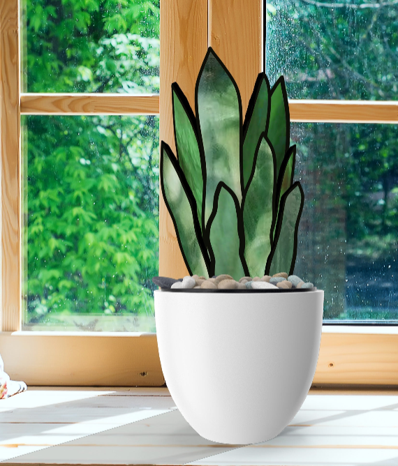 snake plant stained glass 3D Snake Plant Leaves Stained Glass Pattern