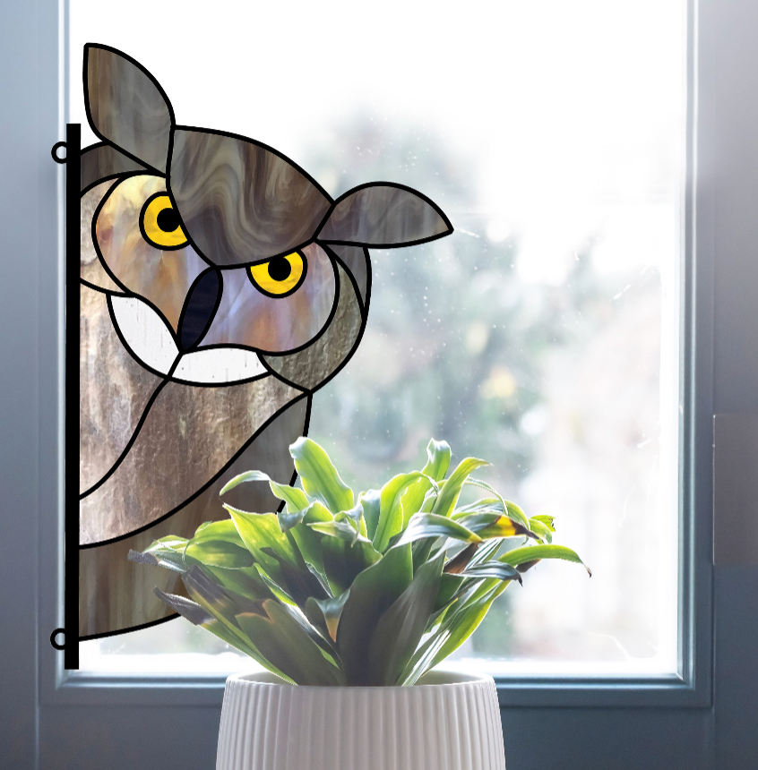 Horned Owl Buddy Stained Glass Pattern