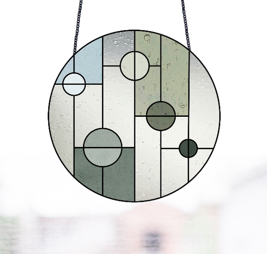 Round Geometric Minimalist Stained Glass Pattern