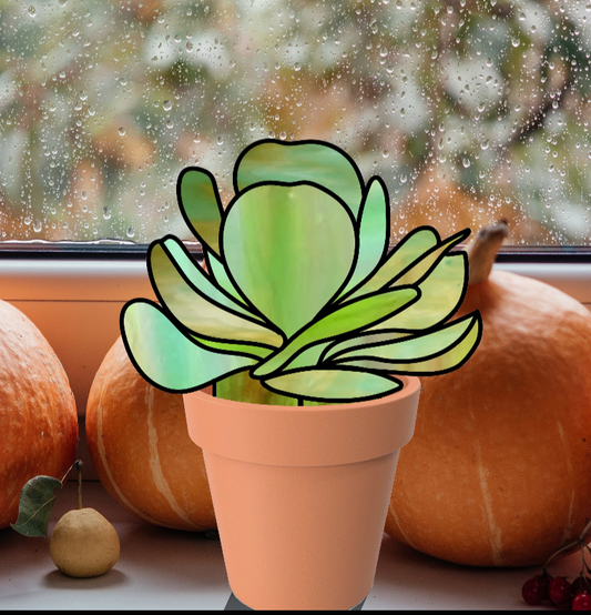 Paddle Plant Succulent Stained Glass Stem Pattern