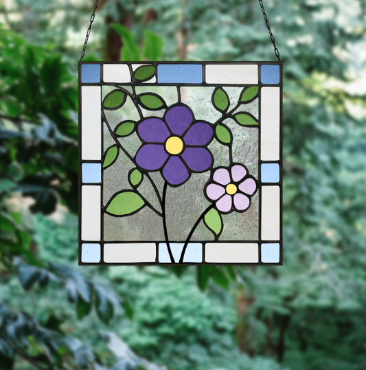 Floral Square Stained Glass Pattern