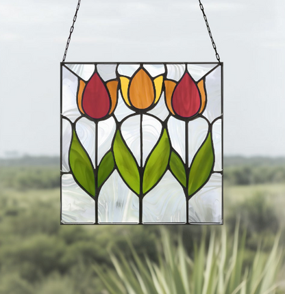 Spring Tulips Prairie Stained Glass Pattern