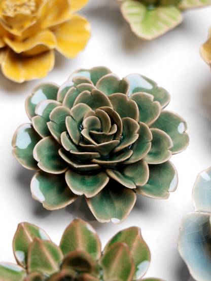 Ceramic Small Green Tea Rose - Sculpture from Ash & Rose