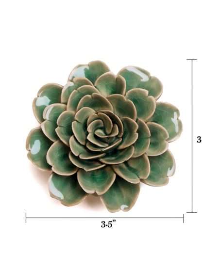 Ceramic Small Green Tea Rose - Sculpture from Ash & Rose